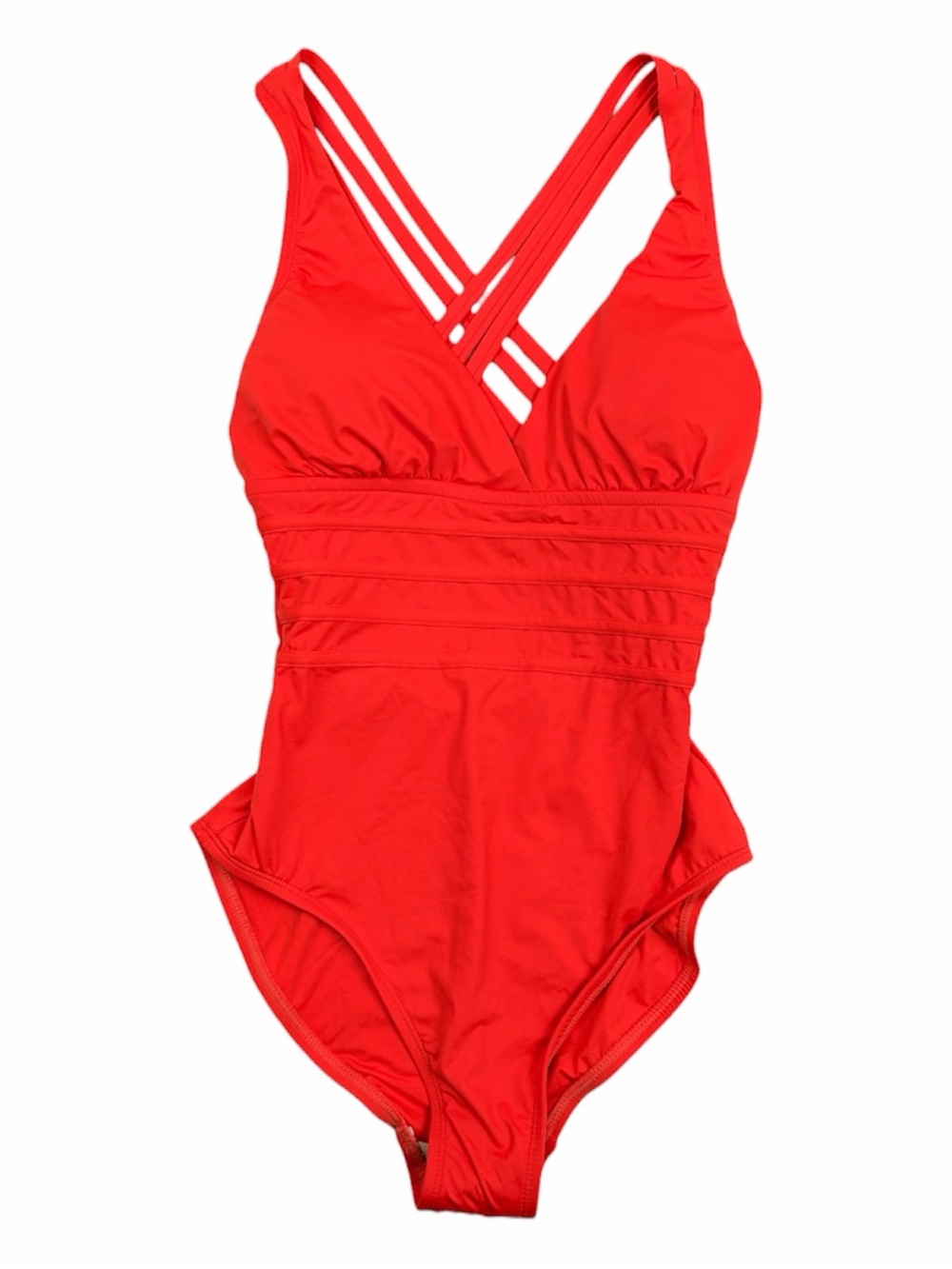 NWT La Blanca Island Goddess Paprika Multi-Strap Cross Back One Piece Swimsuit